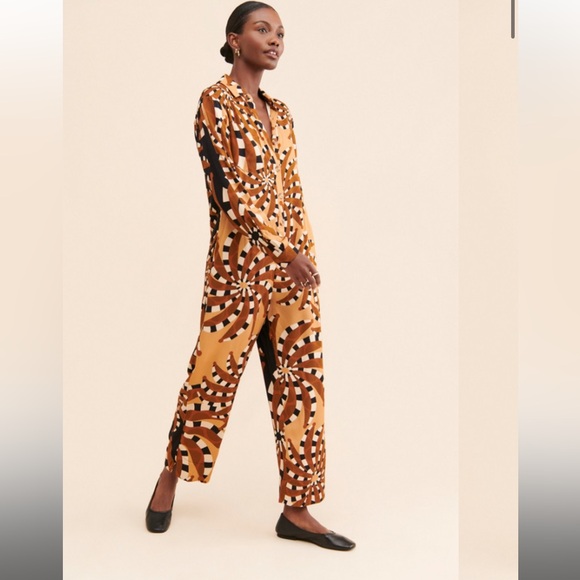 FARM Rio Pants - FARM Rio Bananada Jumpsuit in Black and Tan